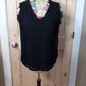 Chic Black Lace Sleeveless Blouse